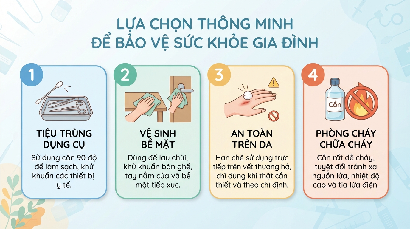 Cồn 90 độ có tác dụng gì? Cách phân biệt và sử dụng an toàn