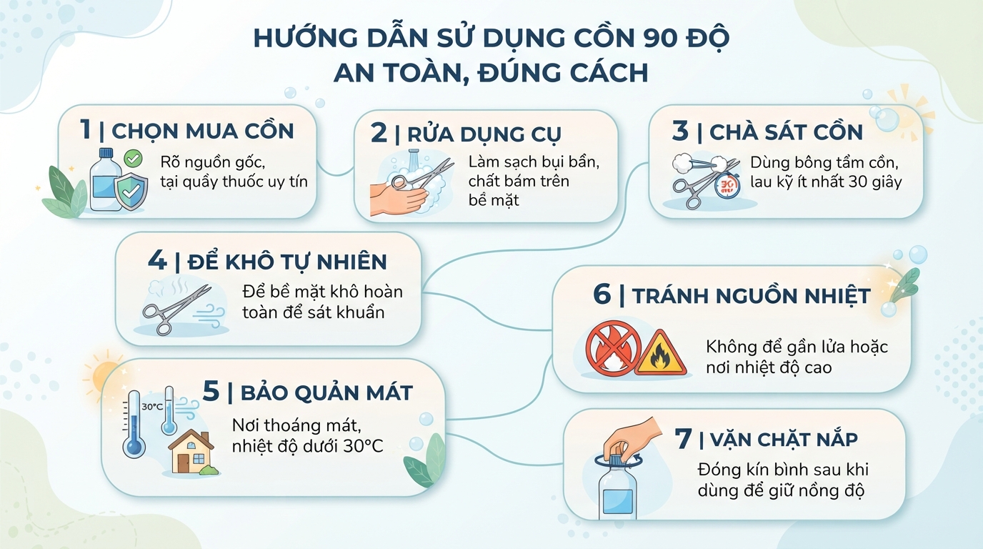 Cồn 90 độ có tác dụng gì? Cách phân biệt và sử dụng an toàn