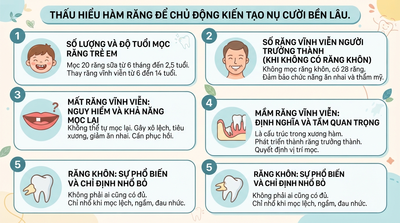 Con người có bao nhiêu cái răng? Sơ đồ và chức năng từng loại răng