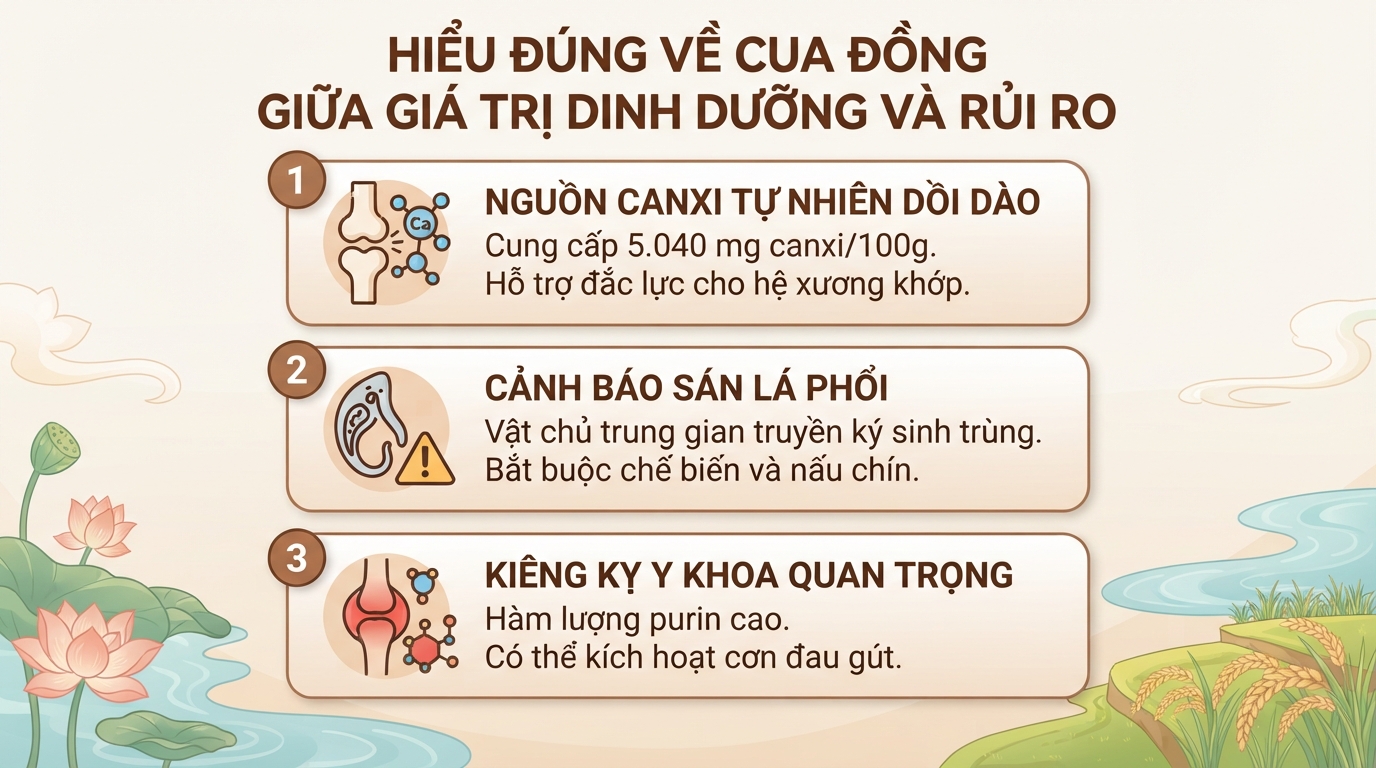 Cua đồng: Giá trị dinh dưỡng, tác dụng sức khỏe và các lưu ý