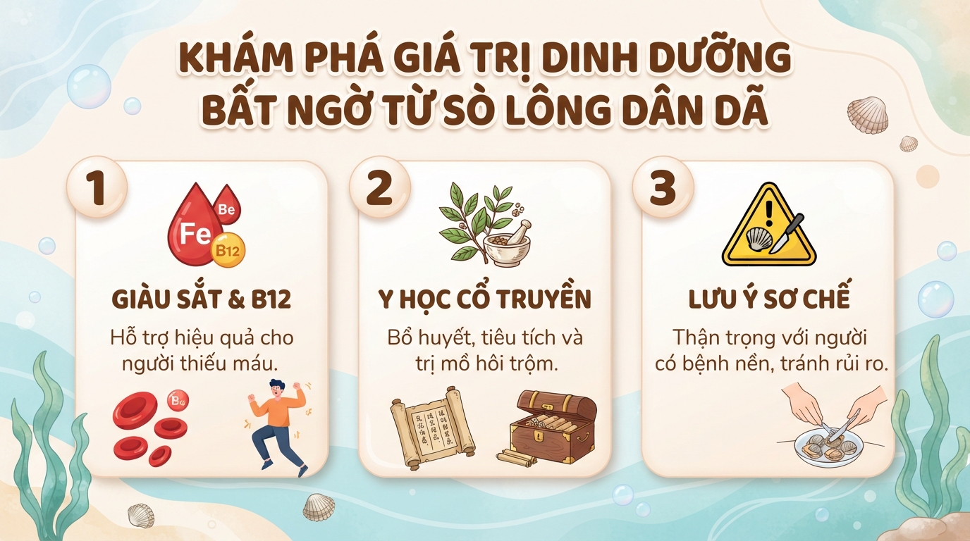 Sò lông có tác dụng gì? Giá trị dinh dưỡng và lưu ý khi ăn