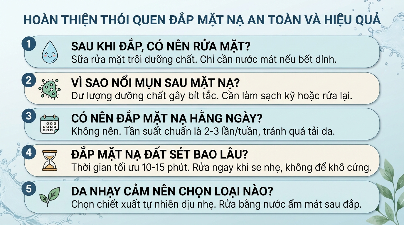 Đắp mặt nạ xong có cần rửa mặt không? Cách dùng đúng bạn nên biết