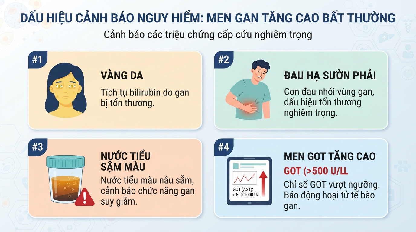 Dấu hiệu cảnh báo nguy hiểm khi nồng độ men gan tăng cao bất thường.