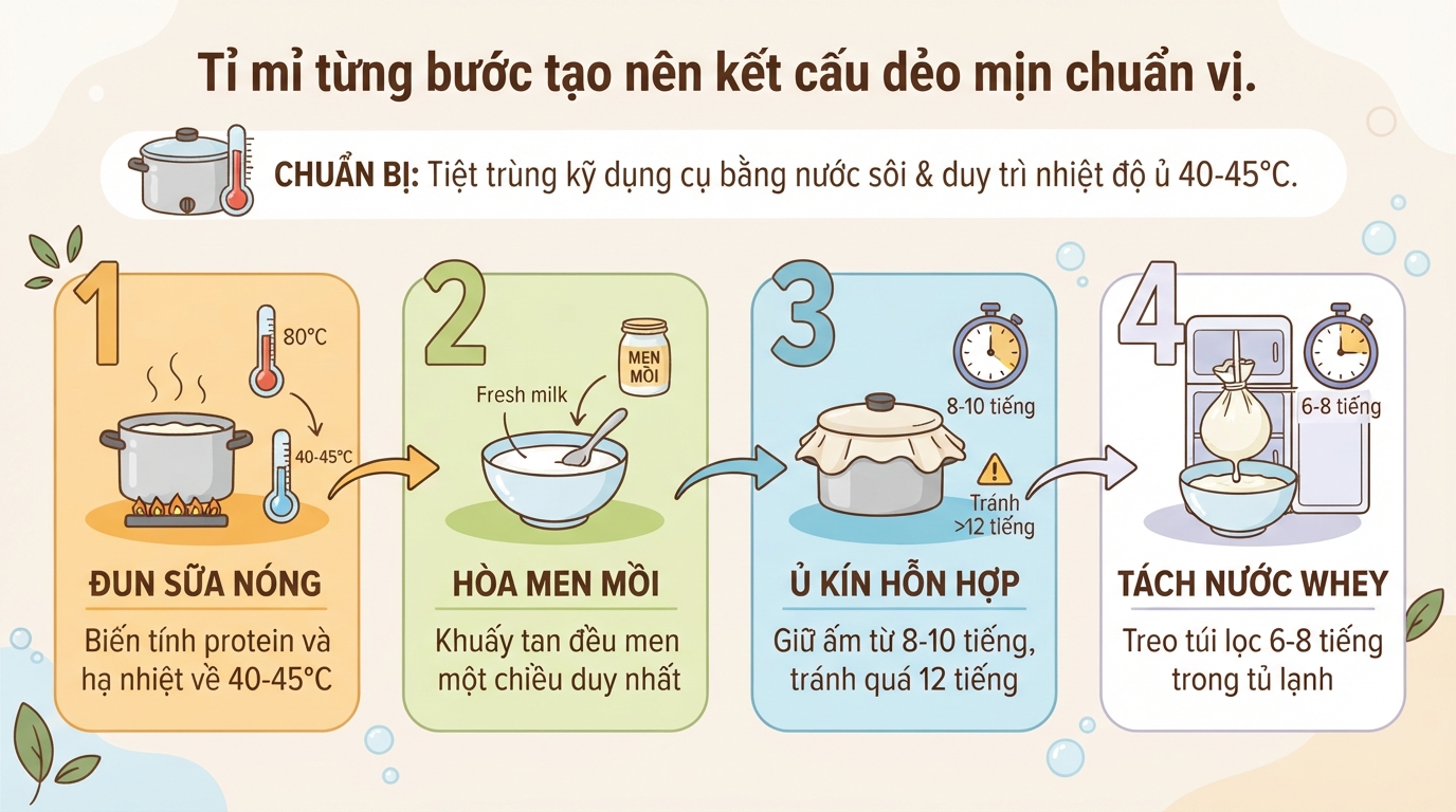 Cách làm sữa chua Hy Lạp dẻo mịn, giàu protein tại nhà