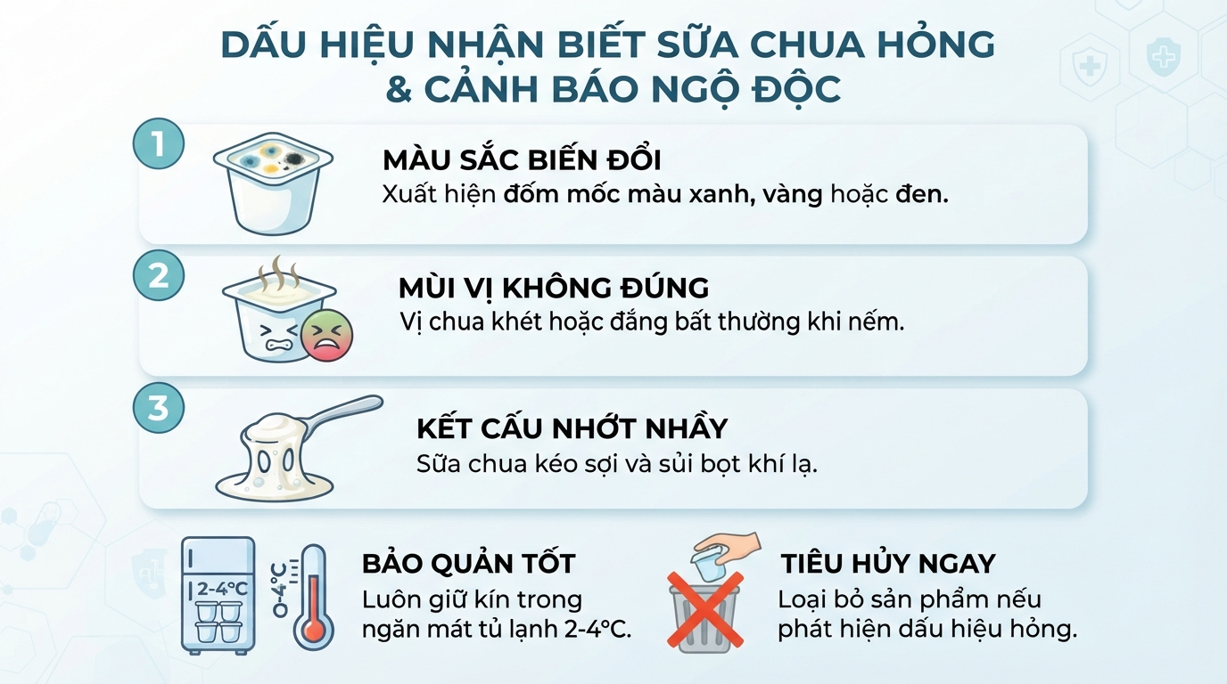 Dấu hiệu nấm mốc hoặc nhớt cảnh báo nguy cơ nhiễm khuẩn gây ngộ độc.