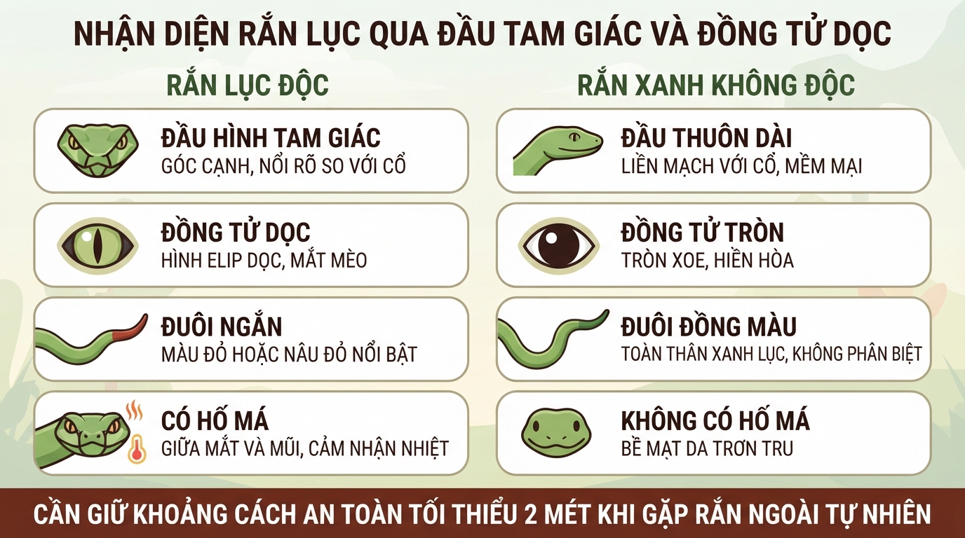 Rắn lục có độc không? Cách phân biệt và sơ cứu khi bị rắn lục cắn