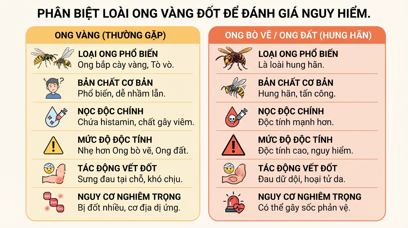 Bị ong vàng đốt có sao không? Cách sơ cứu và dấu hiệu cần cấp cứu