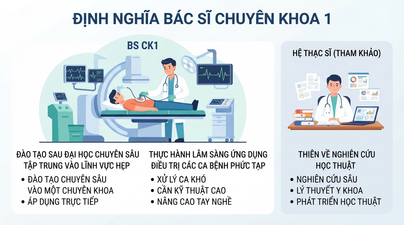 Định nghĩa bác sĩ chuyên khoa 1 là gì qua mô hình thực hành lâm sàng.