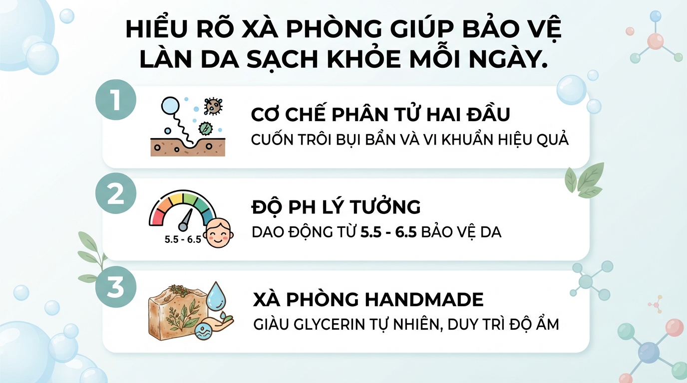 Xà phòng tắm và rửa tay: Tác dụng, phân loại và cách chọn phù hợp