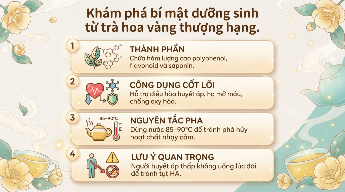 Trà hoa vàng có tác dụng gì? Cách dùng và lưu ý cho sức khỏe