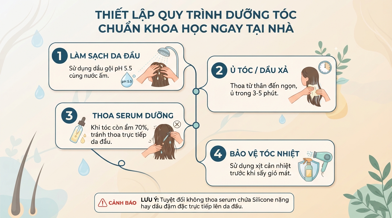 Cách dưỡng tóc khỏe đẹp và hạn chế hư tổn tại nhà