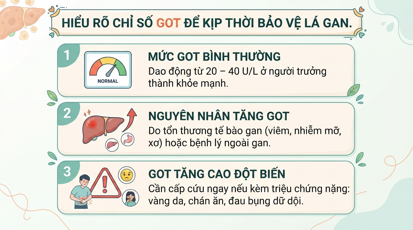 Chỉ số GOT là gì? Ý nghĩa xét nghiệm, nguyên nhân tăng và khi nào cần đi khám