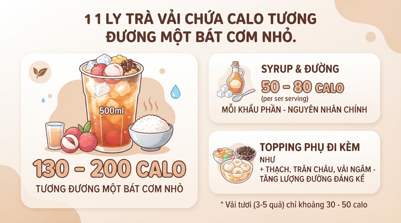 1 ly trà vải bao nhiêu calo? Cách uống hạn chế tăng cân