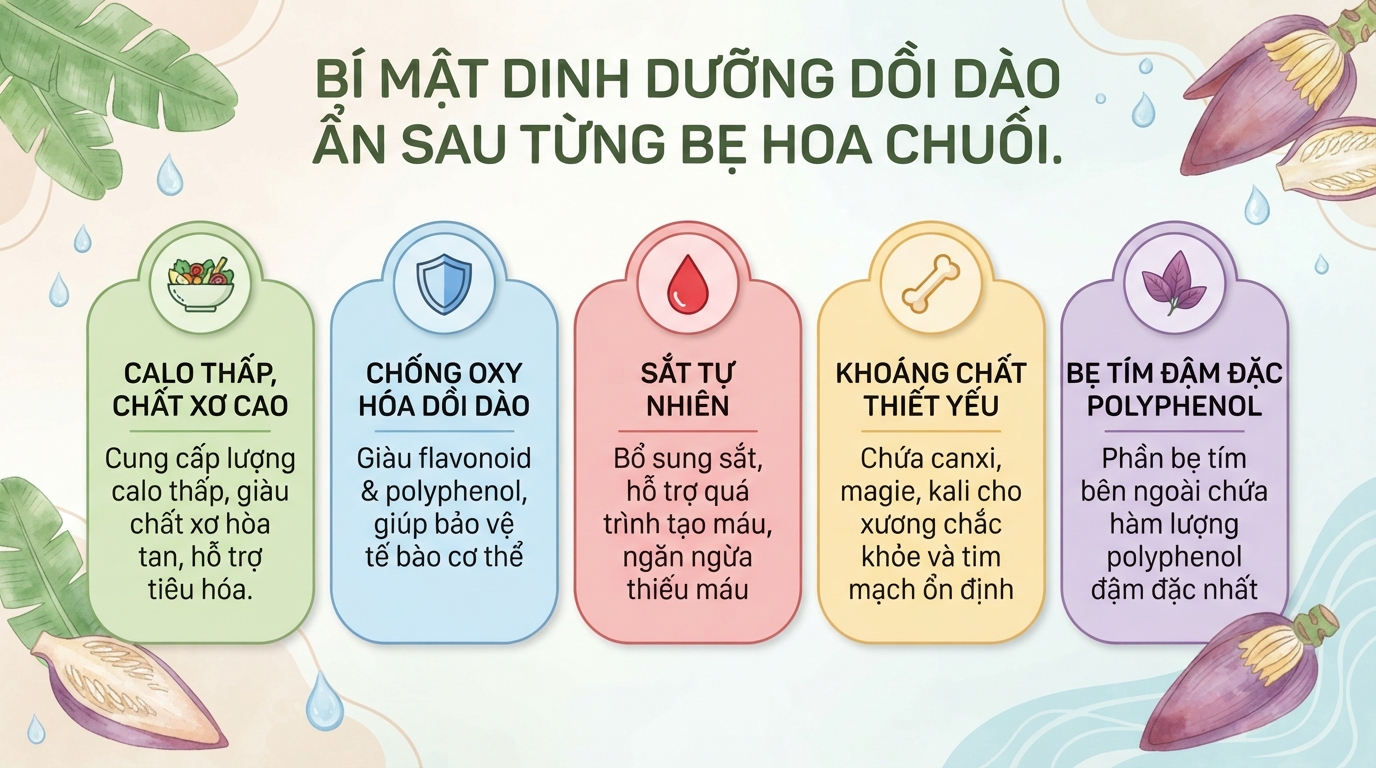 Hoa chuối: Giá trị dinh dưỡng, công dụng cho sức khỏe và cách dùng