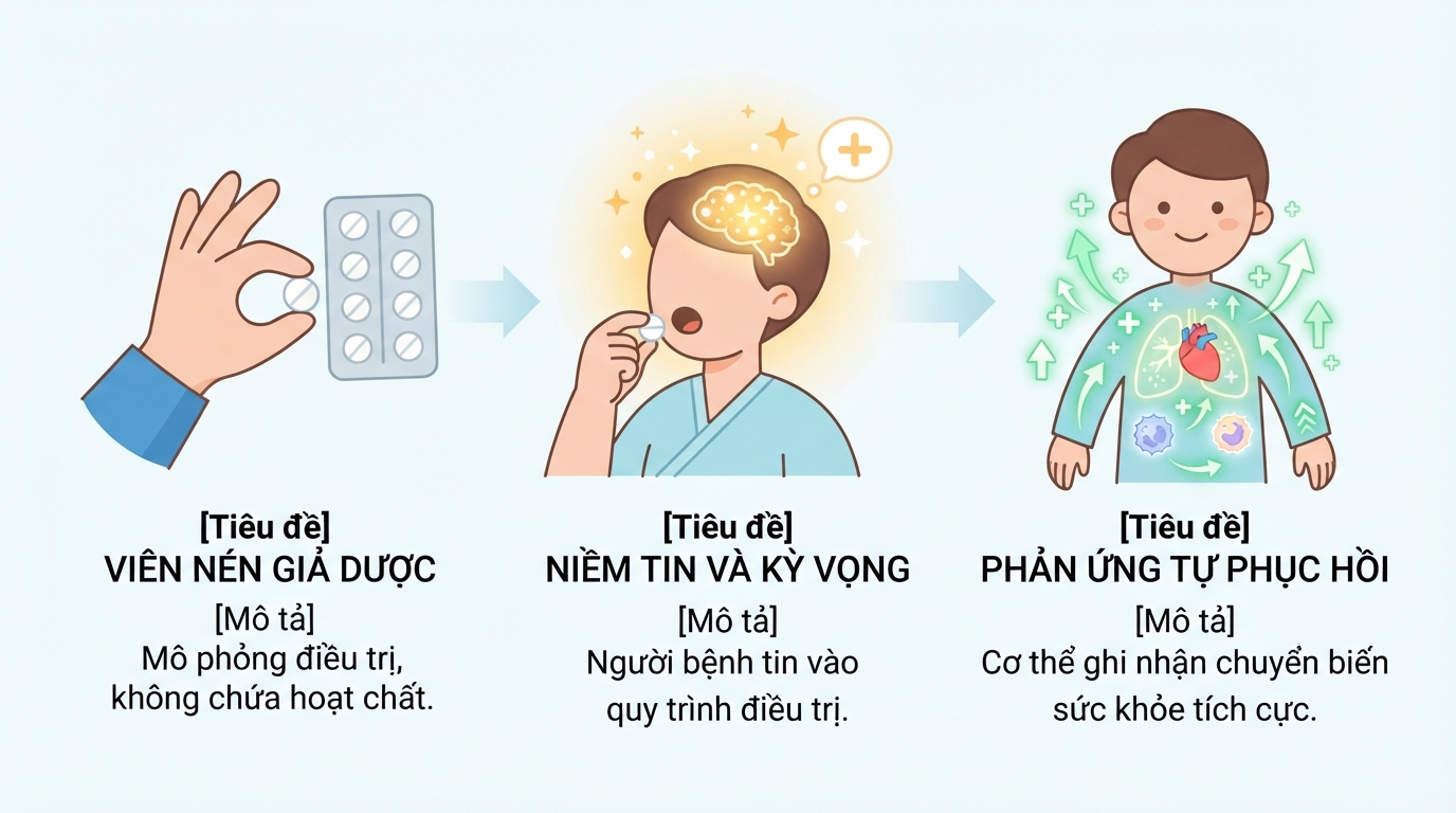 Giả dược dạng viên nén trơ kích hoạt phản ứng tự phục hồi qua kỳ vọng.