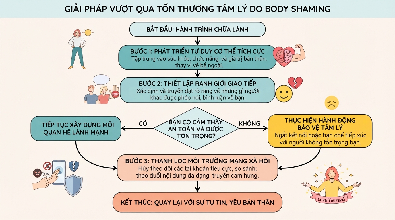 Giải pháp giúp bạn vượt qua tổn thương tâm lý do bị body shaming gây ra.