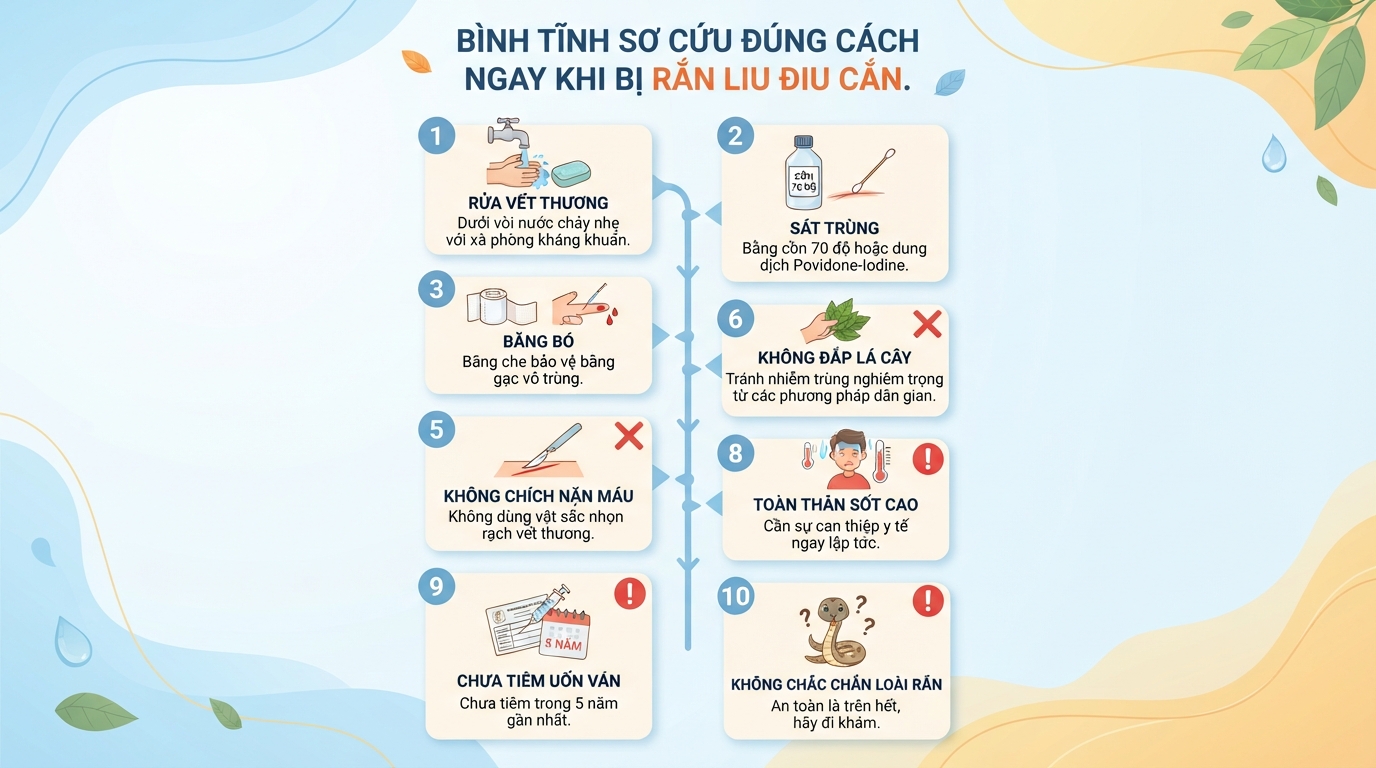 Rắn liu điu có độc không? Đặc điểm nhận dạng và cách xử trí vết cắn