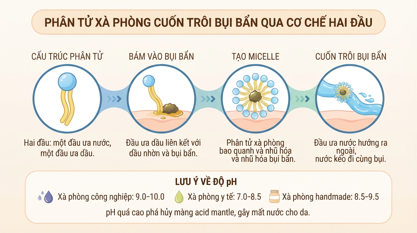 Xà phòng tắm và rửa tay: Tác dụng, phân loại và cách chọn phù hợp