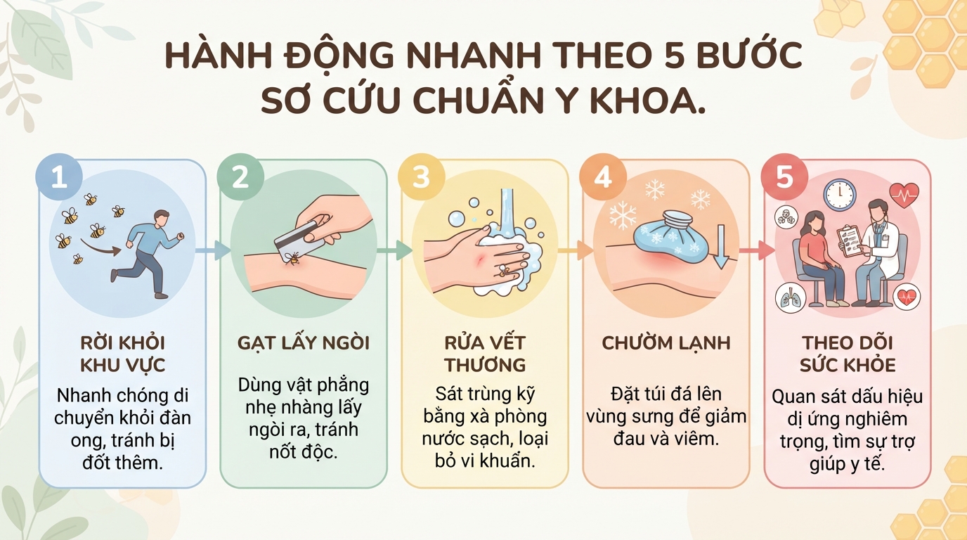 Bị ong đốt nên làm gì? Cách sơ cứu và xử lý vết thương hiệu quả tại nhà