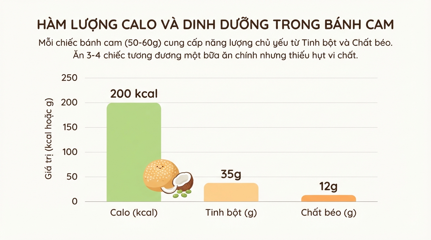 Hàm lượng calo và dinh dưỡng theo từng thành phần bánh.