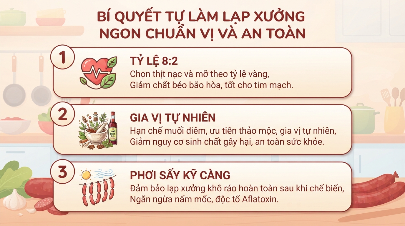 Cách làm lạp xưởng tươi thơm ngon, chuẩn vị và an toàn tại nhà