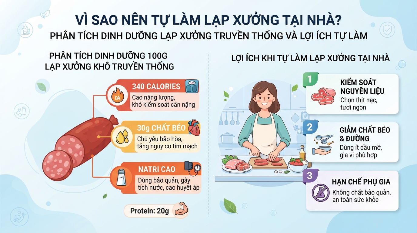 Hàm lượng chất béo cao thúc đẩy xu hướng tự học cách làm lạp xưởng tại nhà.