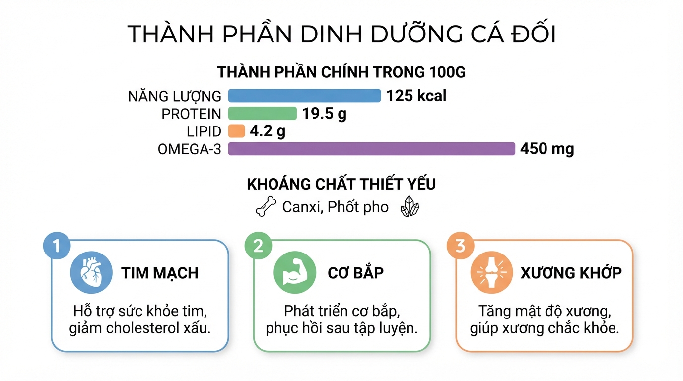 Hàm lượng Omega-3 và đạm cao đáp ứng nhu cầu dưỡng chất thiết yếu hàng ngày.