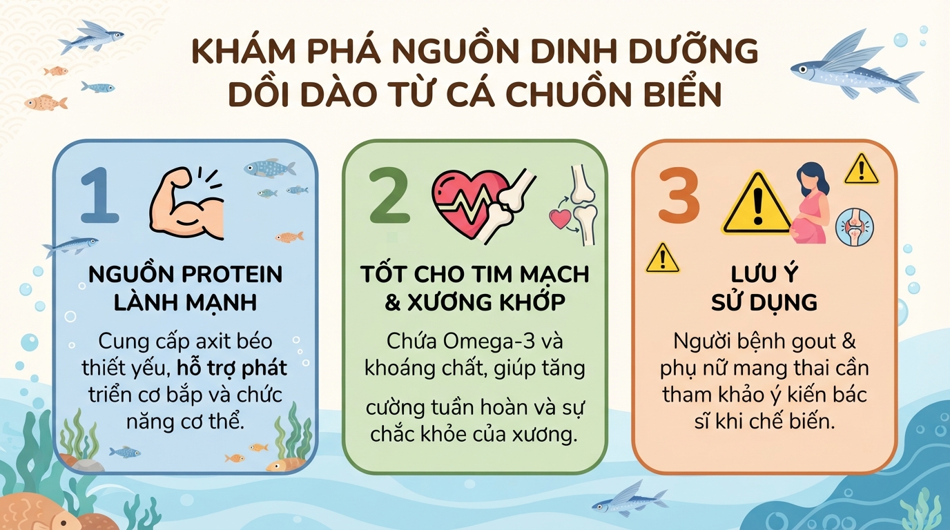 Cá chuồn có tác dụng gì? Dinh dưỡng và lưu ý khi ăn