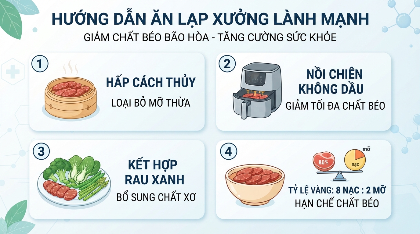 Hấp cách thủy hoặc dùng nồi chiên không dầu giúp giảm thiểu lượng chất béo bão hòa.