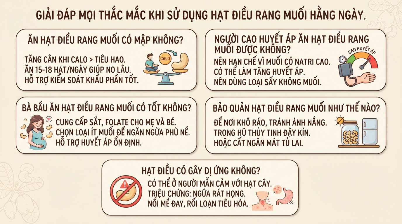 Hạt điều rang muối: Lợi ích sức khỏe và cách ăn hợp lý