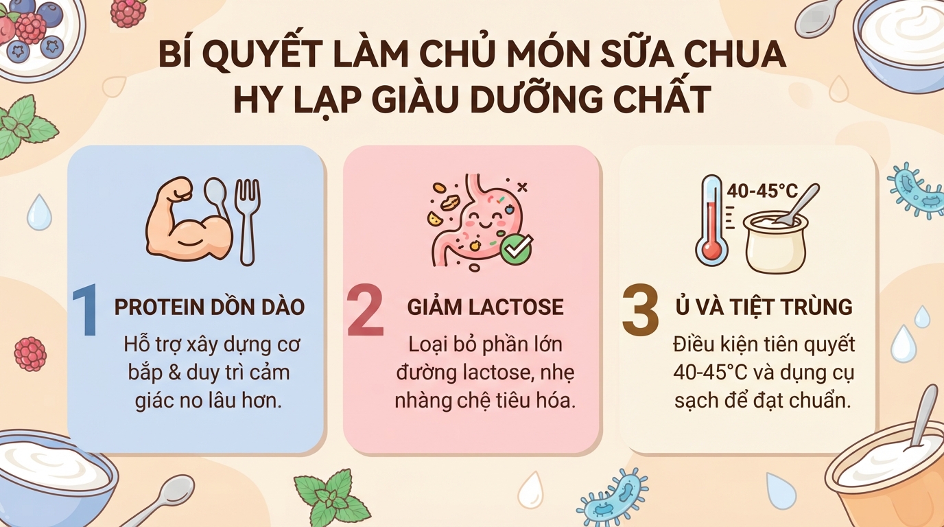 Cách làm sữa chua Hy Lạp dẻo mịn, giàu protein tại nhà