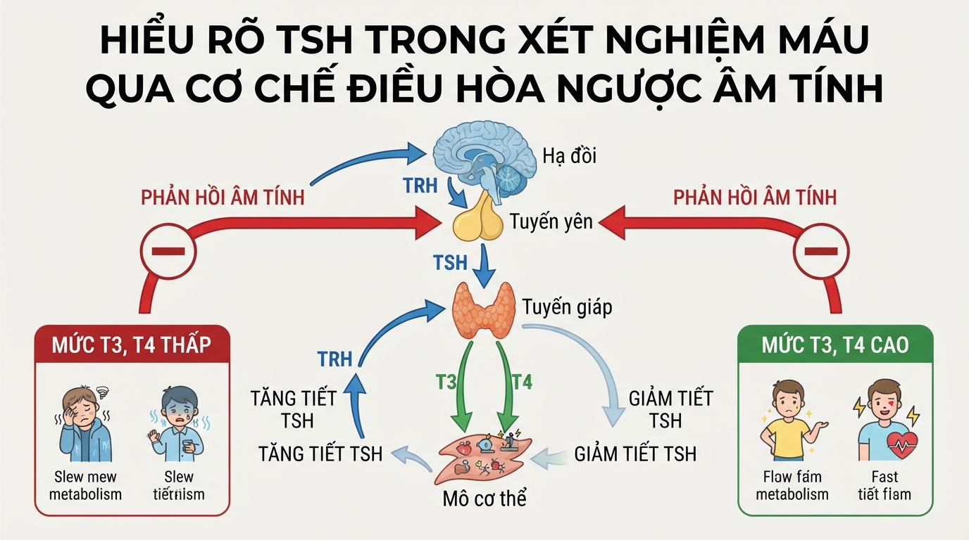 Hiểu rõ tsh trong xét nghiệm máu là gì qua cơ chế điều hòa ngược âm tính.