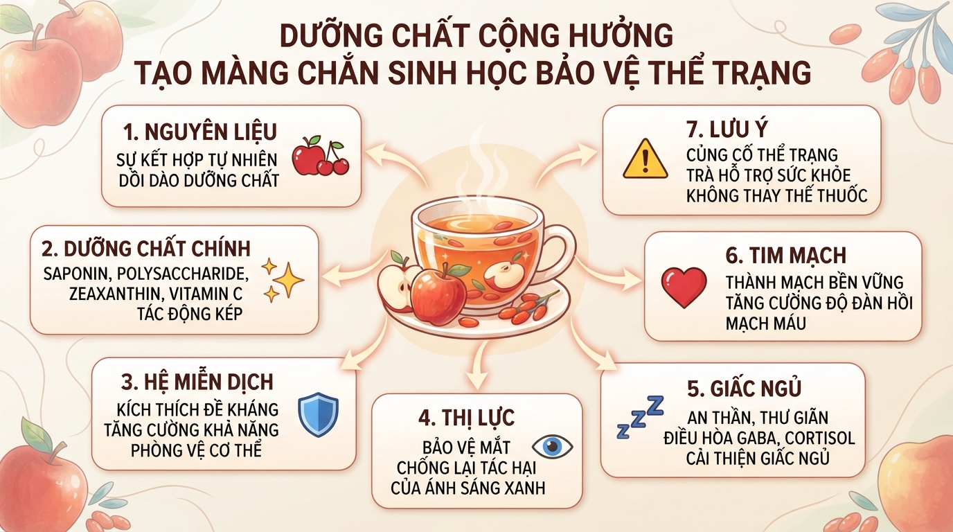 Trà táo đỏ kỷ tử: Công dụng, cách pha chuẩn vị và lưu ý quan trọng