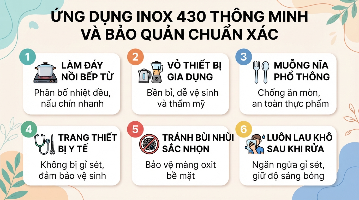 Inox 430 là gì? 5 Điểm khác biệt so sánh inox 430 và 304 nên biết