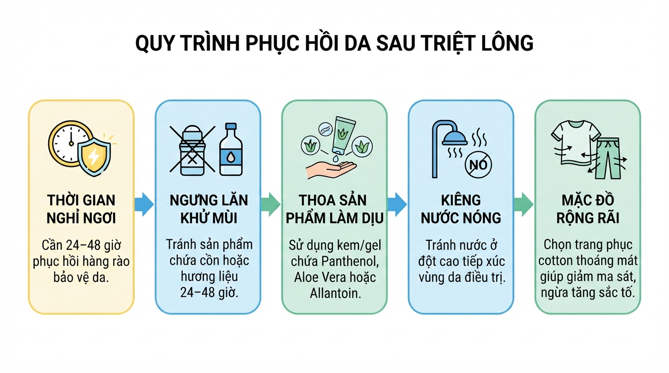 Làn da cần từ 24 đến 48 giờ nghỉ ngơi để phục hồi hàng rào bảo vệ sau liệu trình.