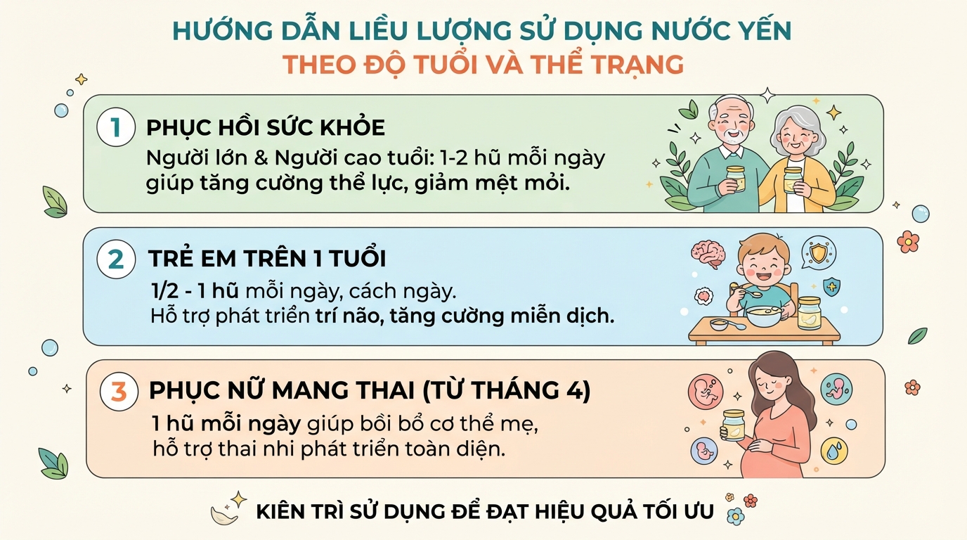 Liều lượng sử dụng cần điều chỉnh phù hợp theo từng độ tuổi và thể trạng.