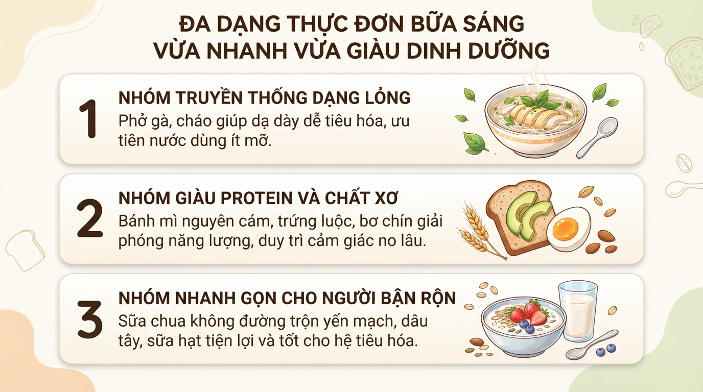 Gợi ý các món ăn sáng lành mạnh giúp bạn tràn đầy năng lượng mỗi ngày
