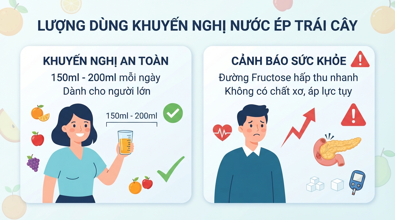 Lượng dùng khuyến nghị hàng ngày tương đương một ly nhỏ 150ml để đảm bảo an toàn sức khỏe.