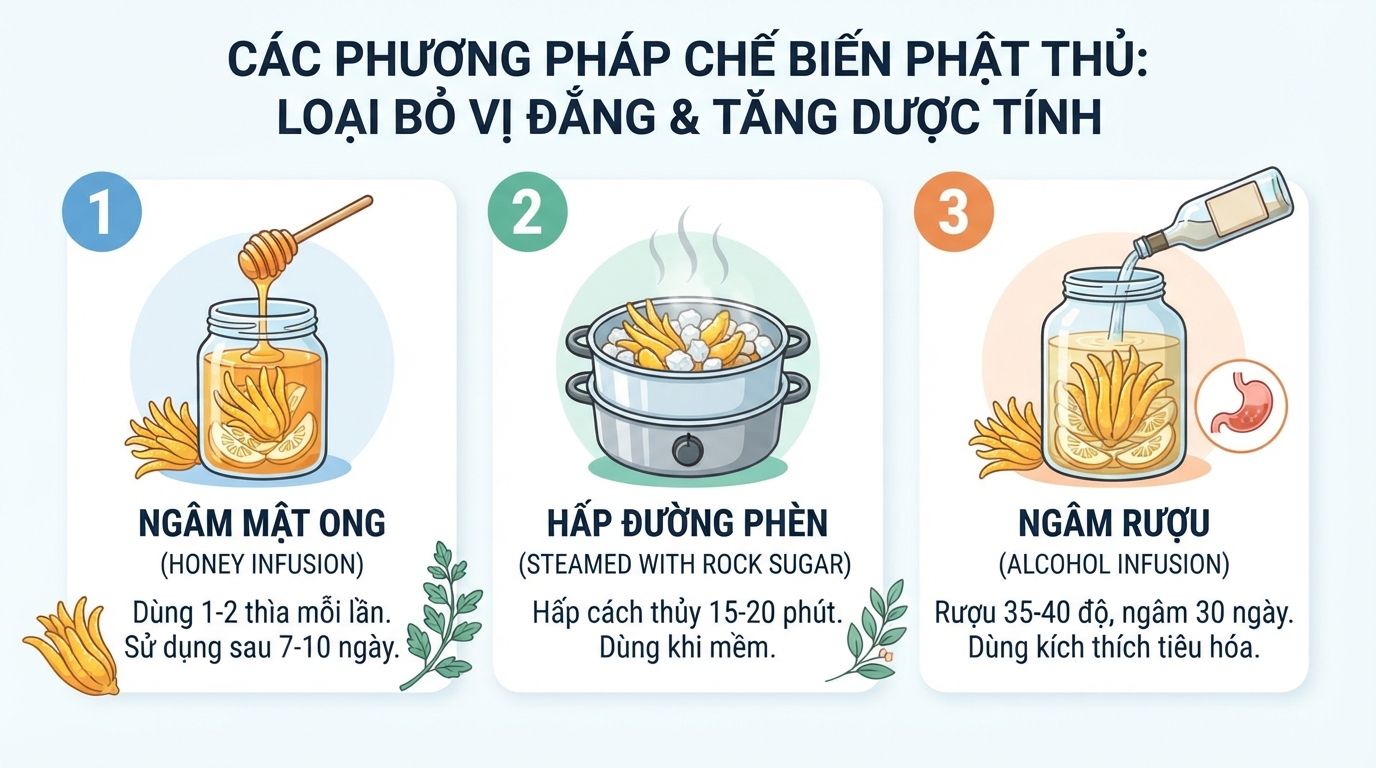 Mỗi phương pháp chế biến giúp loại bỏ vị đắng và phát huy tối đa dược tính.
