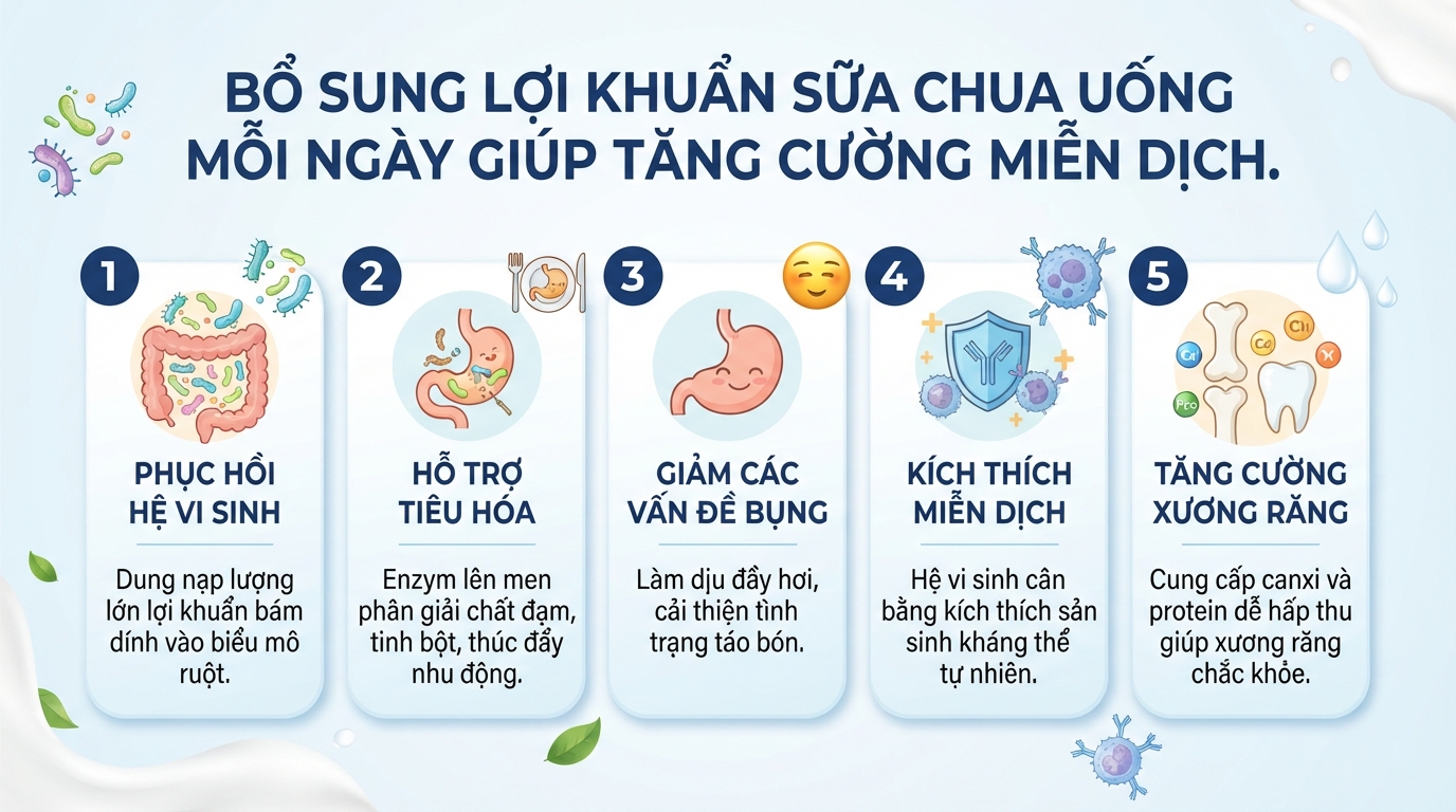 Sữa chua uống: Tác dụng, cách dùng và lưu ý cho hệ tiêu hóa khỏe mạnh