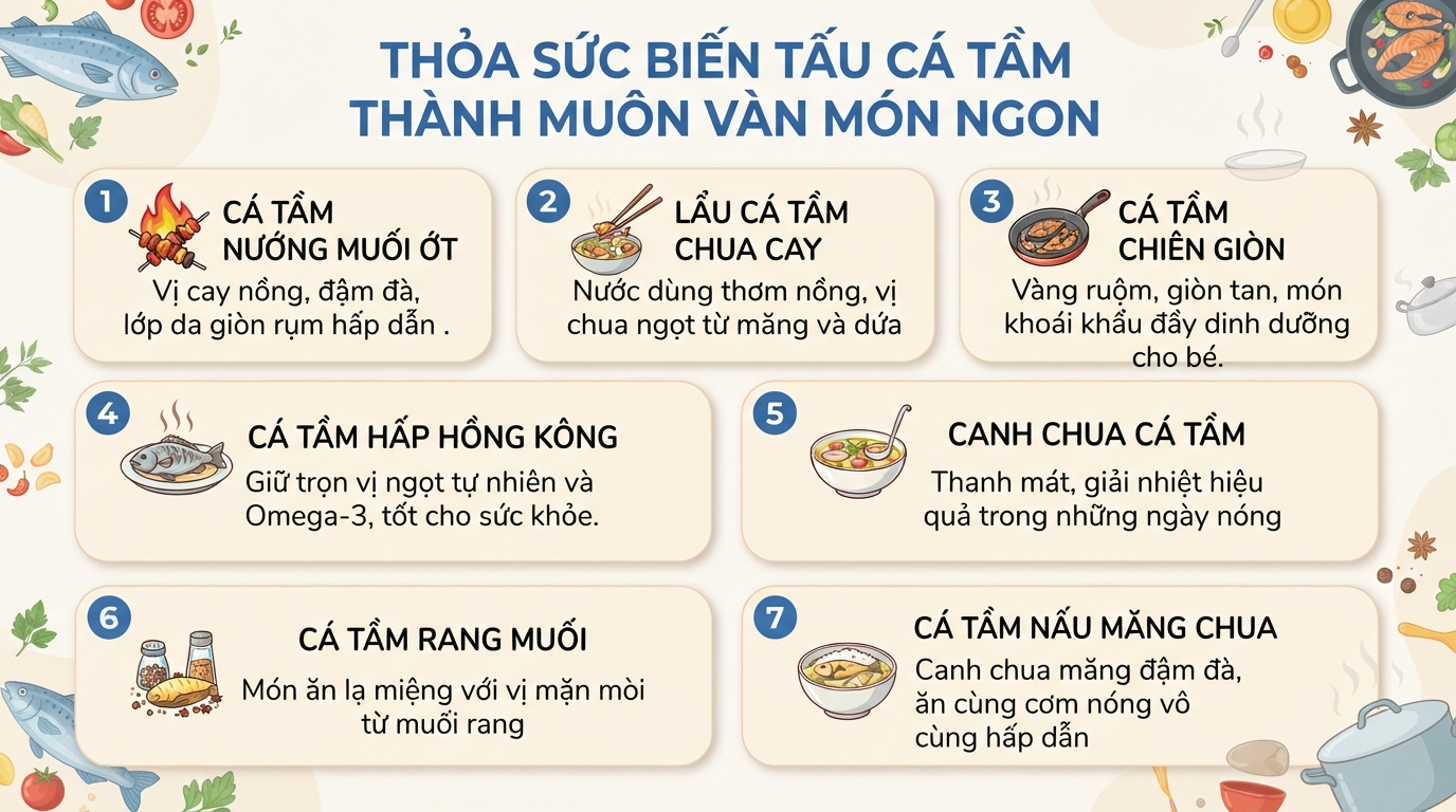Cá tầm làm món gì ngon? 7 cách chế biến cá tầm bổ dưỡng, chuẩn vị tại nhà