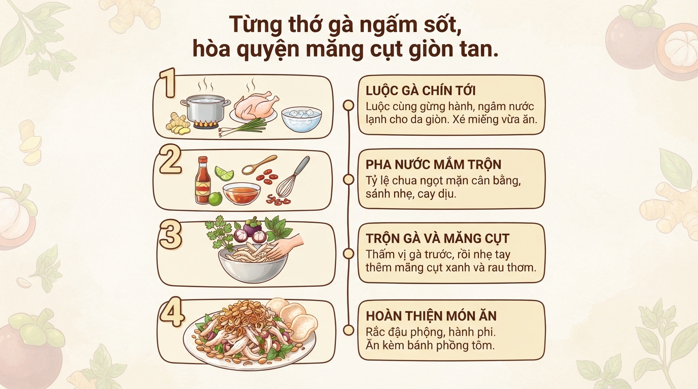 Gỏi gà măng cụt: Cách làm, lợi ích và lưu ý khi ăn