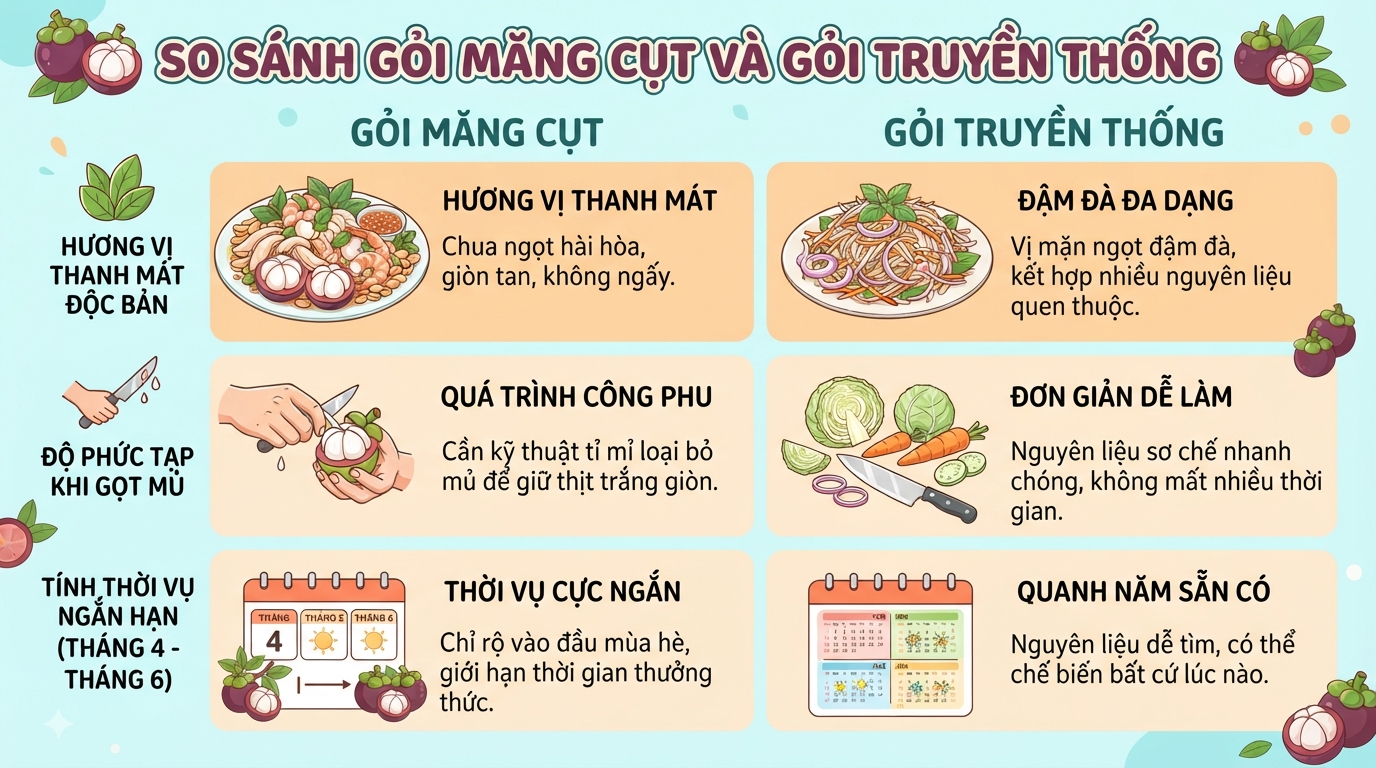Món gỏi này có tính thời vụ cao, rộ từ tháng 4 đến tháng 6.