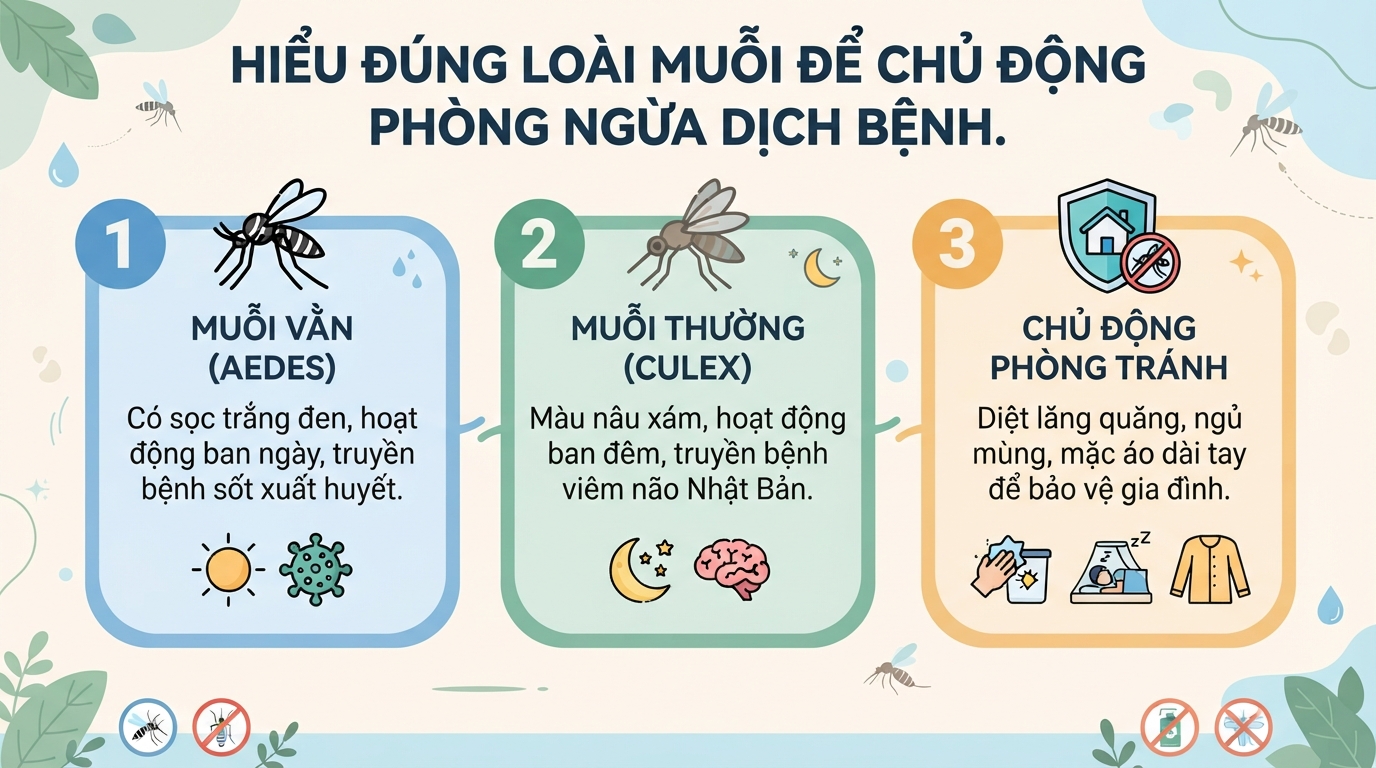 Cách phân biệt muỗi vằn và muỗi thường để phòng tránh sốt xuất huyết