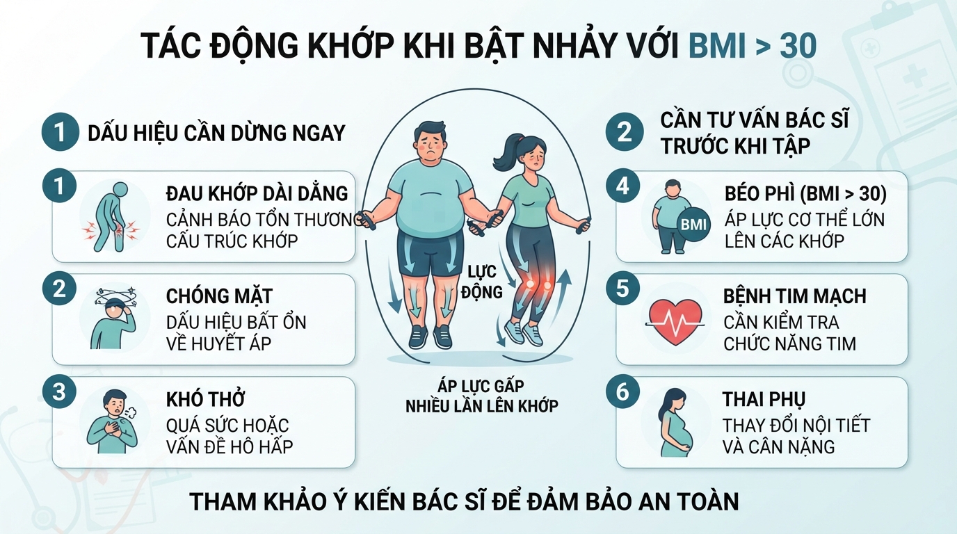 Người có BMI trên 30 chịu lực tác động gấp nhiều lần lên khớp khi bật nhảy.