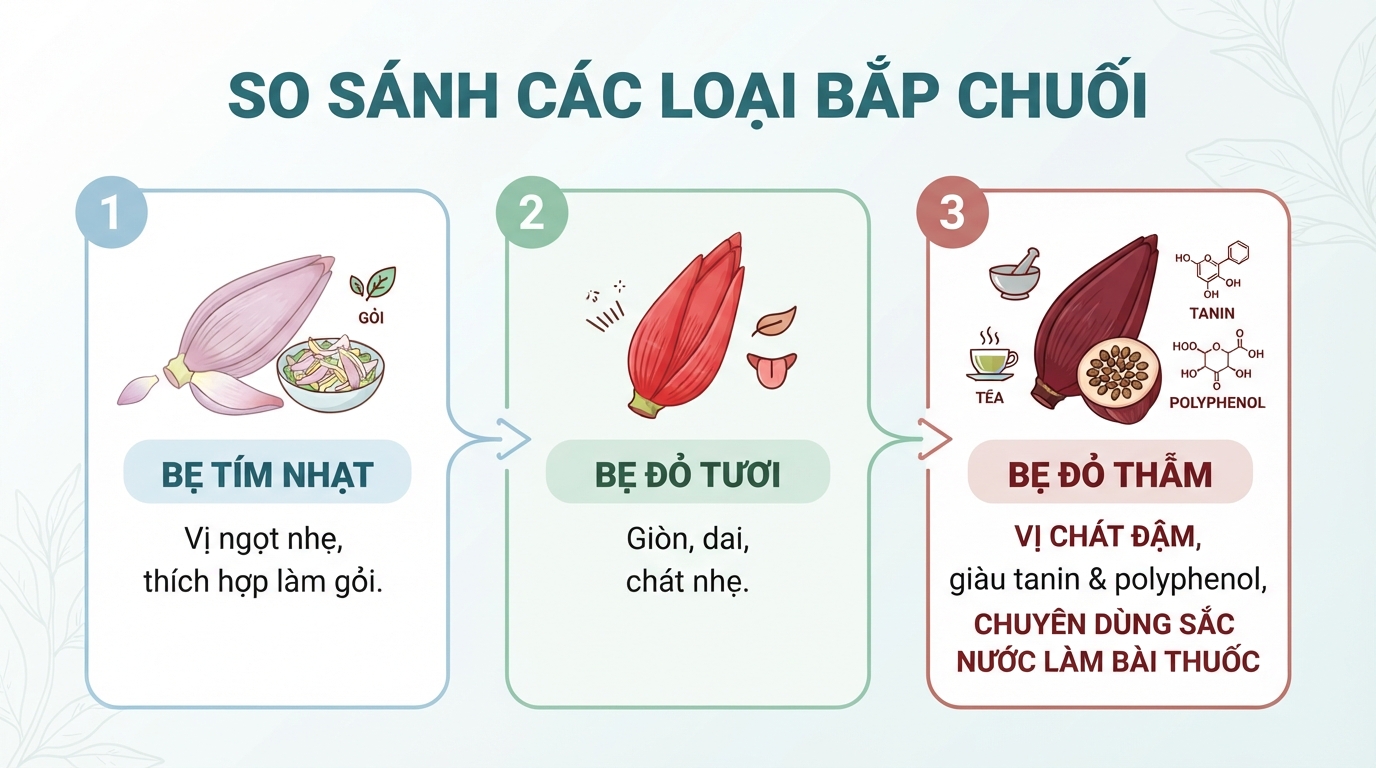 Nguồn tanin và polyphenol dồi dào trong bắp chuối hột rất thích hợp để làm nước sắc.