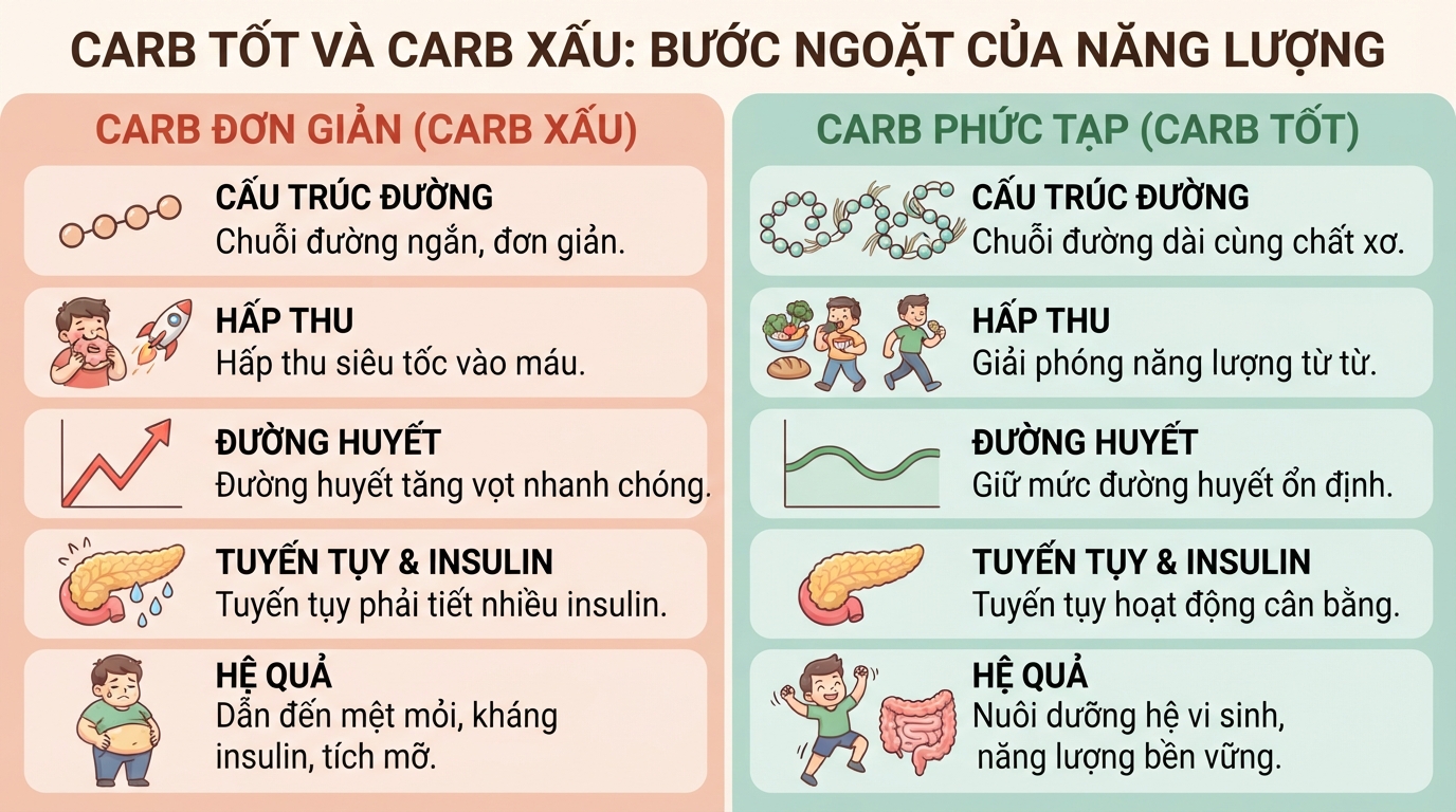 Carb là gì? Phân biệt carb tốt và carb xấu để xây dựng chế độ ăn lành mạnh