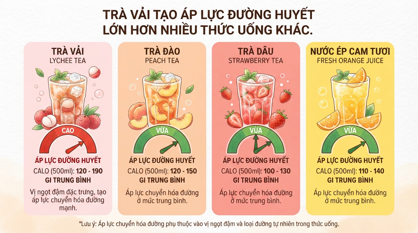 1 ly trà vải bao nhiêu calo? Cách uống hạn chế tăng cân