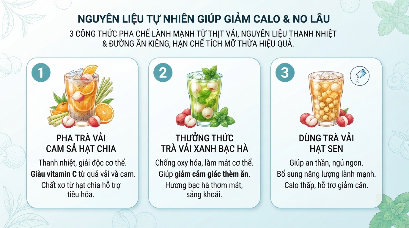 Nguyên liệu tự nhiên giúp giảm thiểu calo và tạo cảm giác no lâu hơn.