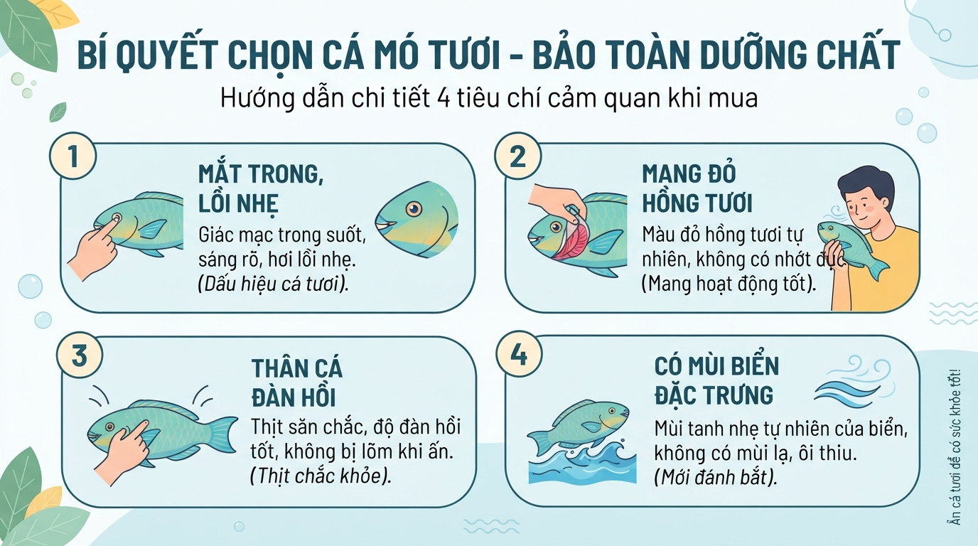 Nhận biết cá biển tươi giúp bảo toàn tối đa lượng dưỡng chất nhạy cảm với nhiệt.